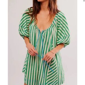 Green $ White Striped romper